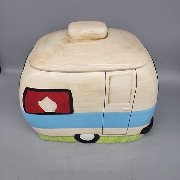Kellie Montana Cookie Jar Camper Trailer Retro Design White Blue White - Picture 2 of 9